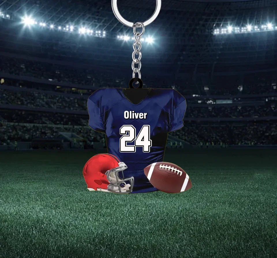 Custom American Football Jersey Ornament, Football Helmet And Ball, Custom Name Ornamen, Custom Football Uniform, Love Football Ornament 737955 - DiyGiftly
