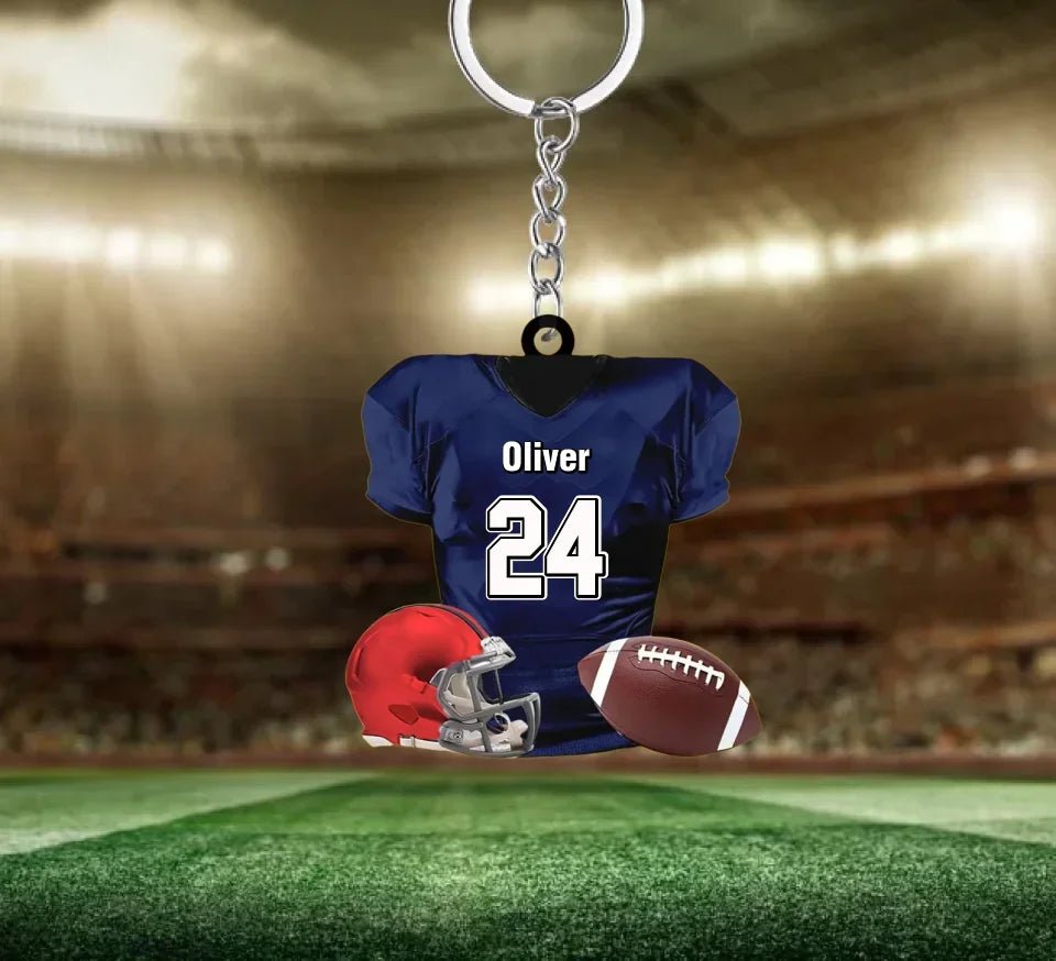 Custom American Football Jersey Ornament, Football Helmet And Ball, Custom Name Ornamen, Custom Football Uniform, Love Football Ornament 737955 - DiyGiftly