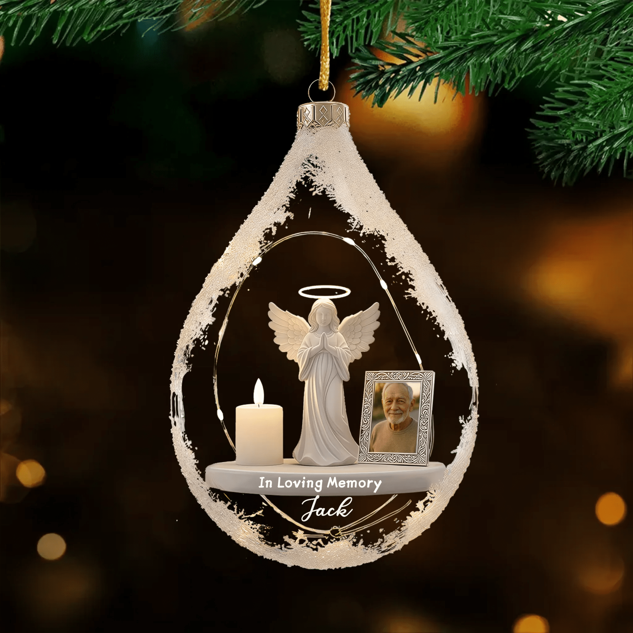 Custom Angel and Candle Ornament - Memorial Christmas Tree Decoration | Graphic Design 1063136 - DiyGiftly