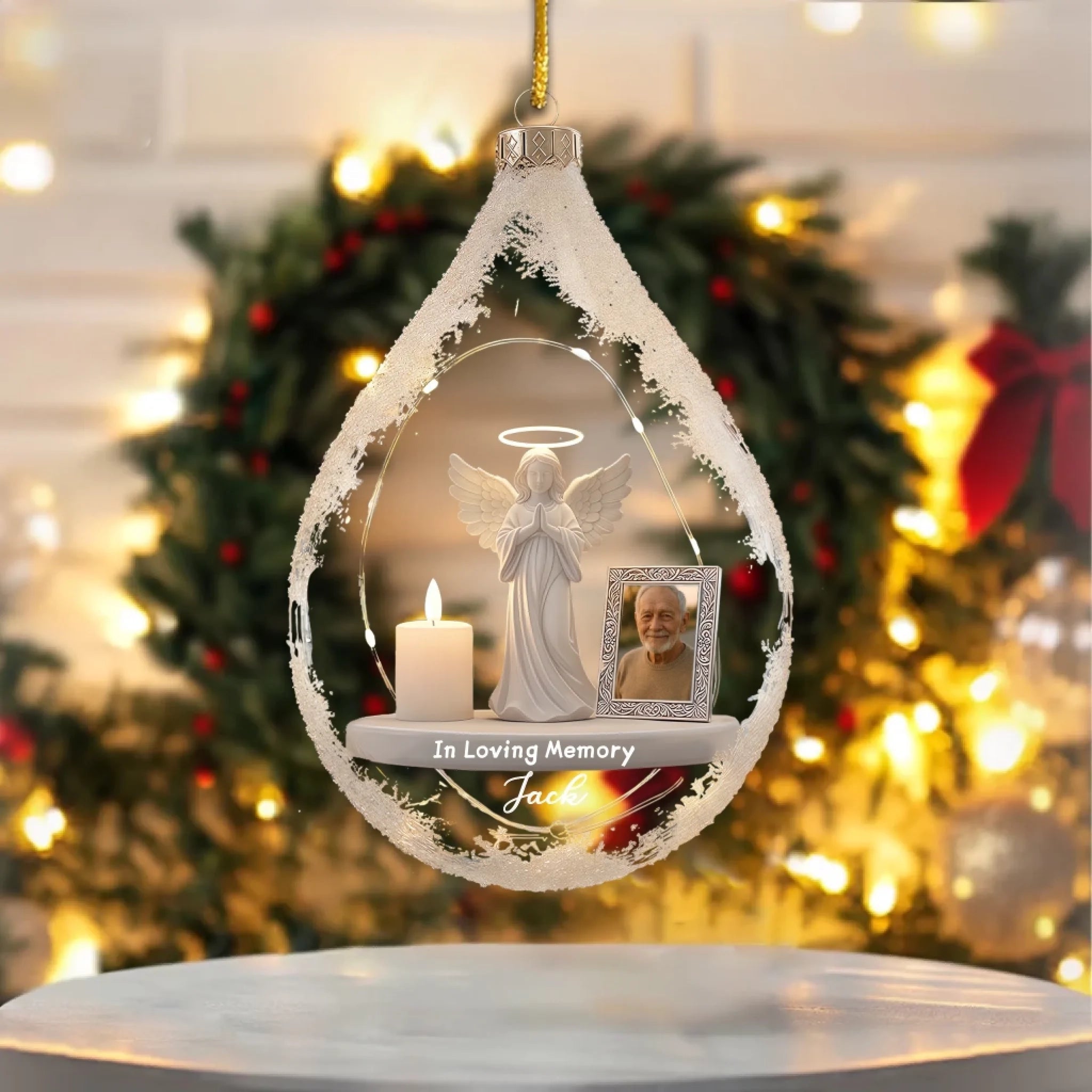Custom Angel and Candle Ornament - Memorial Christmas Tree Decoration | Graphic Design 1063136 - DiyGiftly