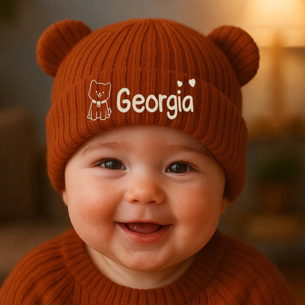 Custom Baby Beanie And Mittens Set - Personalized Baby Shower, Gender Reveal Gifts For New Moms, New Dads, New Parents, Dog Dad And Mom - A Tiny Spark Lights Our World 1048144 - DiyGiftly