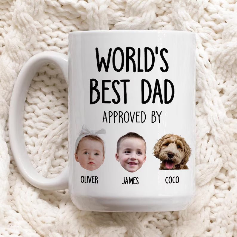 Custom Baby Face Mug for Dad Personalized Fathers Day Kids Photo Mug with Baby Photo Gift from Kids Picture Babies Faces Mug from Wife Daddy 13264128 - DiyGiftly