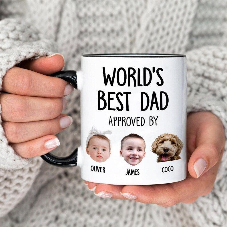 Custom Baby Face Mug for Dad Personalized Fathers Day Kids Photo Mug with Baby Photo Gift from Kids Picture Babies Faces Mug from Wife Daddy 13264128 - DiyGiftly