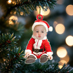 Custom Baby Face Santa Outfit Christmas Tree Ornament – Personalized Holiday Keepsake - DiyGiftly