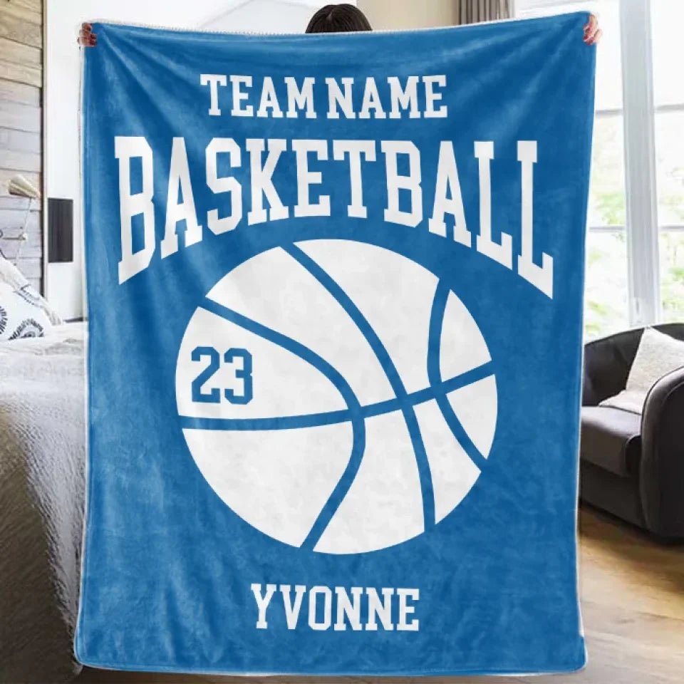 Custom Basketball Blanket with Name and Number - Gift for Him, Basketball Gift 753000 - DiyGiftly