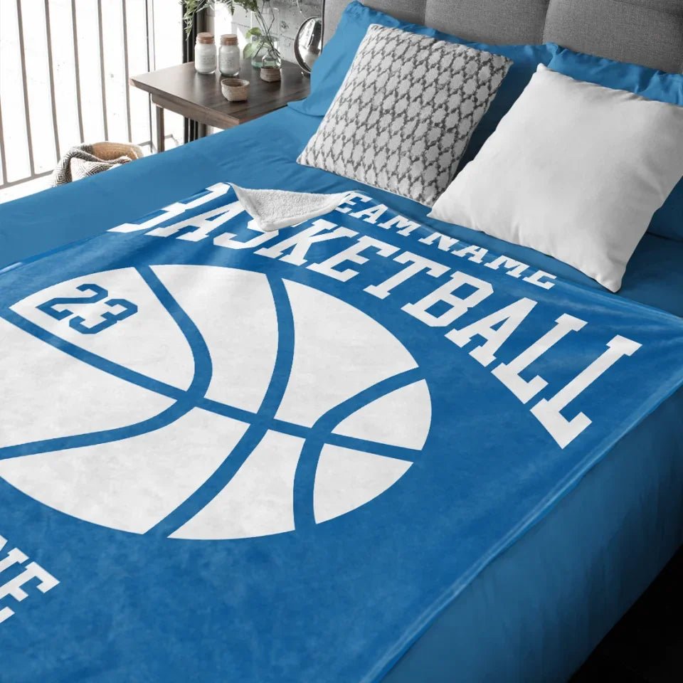 Custom Basketball Blanket with Name and Number - Gift for Him, Basketball Gift 753000 - DiyGiftly
