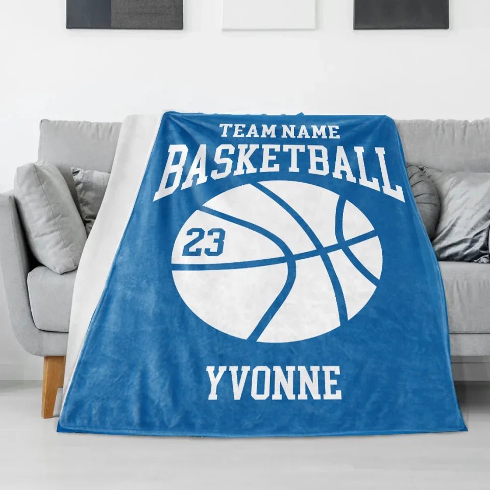 Custom Basketball Blanket with Name and Number - Gift for Him, Basketball Gift 753000 - DiyGiftly