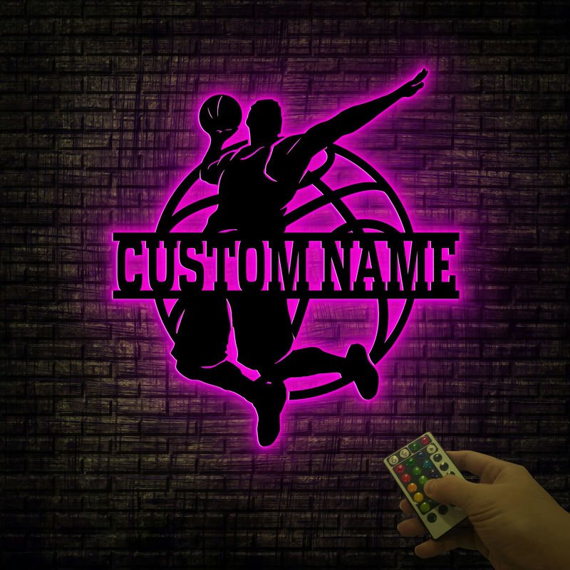 Custom Basketball Player Metal Wall Decor with LED Lights – Personalized Name Wall Sign, Unique Gift for Basketball Players, Fans, Coaches, and Sports Enthusiasts, Perfect for Bedroom, Game Room, or Sports Room 65274112 - DiyGiftly