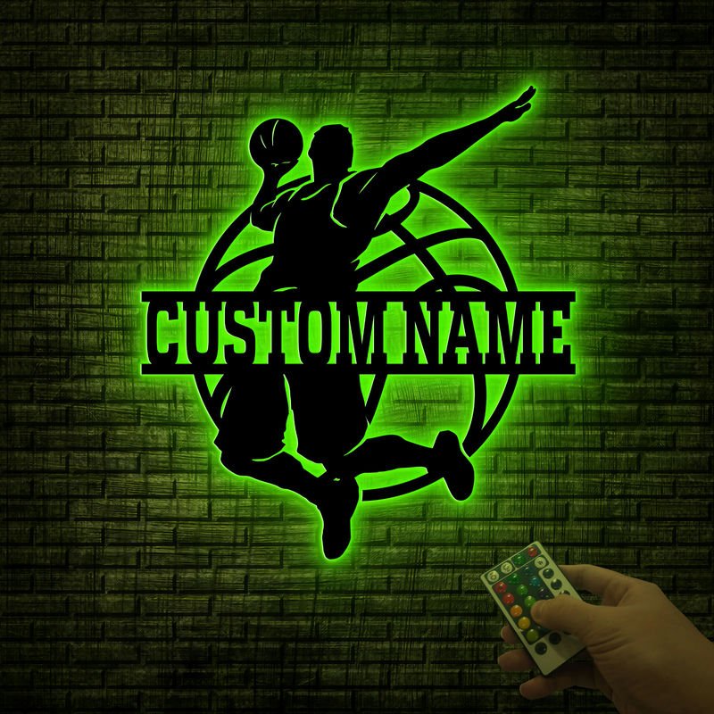 Custom Basketball Player Metal Wall Decor with LED Lights – Personalized Name Wall Sign, Unique Gift for Basketball Players, Fans, Coaches, and Sports Enthusiasts, Perfect for Bedroom, Game Room, or Sports Room 65274112 - DiyGiftly