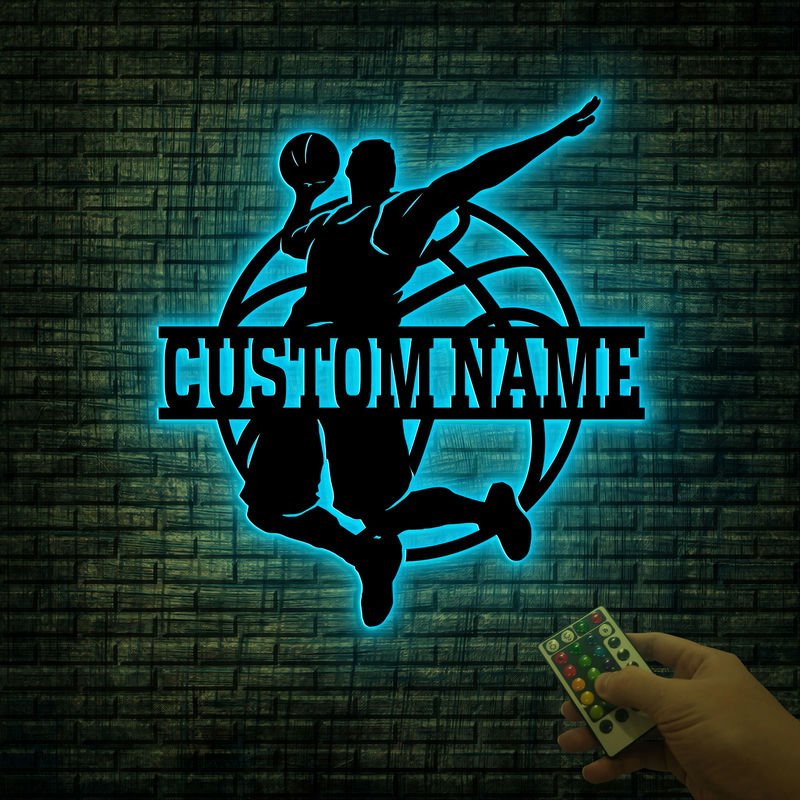 Custom Basketball Player Metal Wall Decor with LED Lights – Personalized Name Wall Sign, Unique Gift for Basketball Players, Fans, Coaches, and Sports Enthusiasts, Perfect for Bedroom, Game Room, or Sports Room 65274112 - DiyGiftly