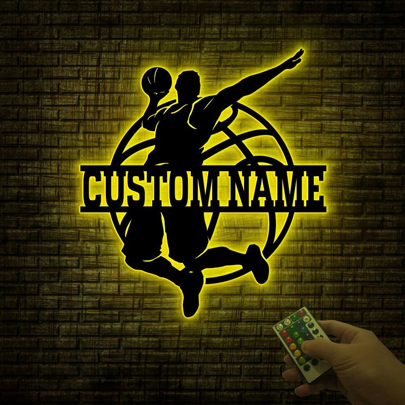 Custom Basketball Player Metal Wall Decor with LED Lights – Personalized Name Wall Sign, Unique Gift for Basketball Players, Fans, Coaches, and Sports Enthusiasts, Perfect for Bedroom, Game Room, or Sports Room 65274112 - DiyGiftly