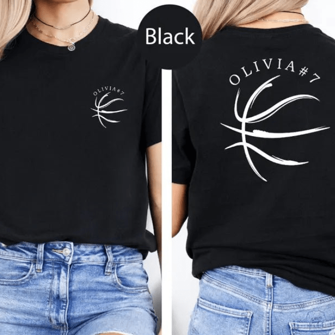 Custom Basketball Player T-Shirt – Personalized Front & Back Print with Name and Number, Team Support Tee for Men Women Kids 83109632 - DiyGiftly