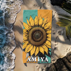 Custom Beach Towel, Personalized Sunflower Beach Gear, Summer Essentials, Poolside Accessory, Vacation Needs, Custom Sunflower Pool Towel 93299456 - DiyGiftly