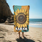 Custom Beach Towel, Personalized Sunflower Beach Gear, Summer Essentials, Poolside Accessory, Vacation Needs, Custom Sunflower Pool Towel 93299456 - DiyGiftly