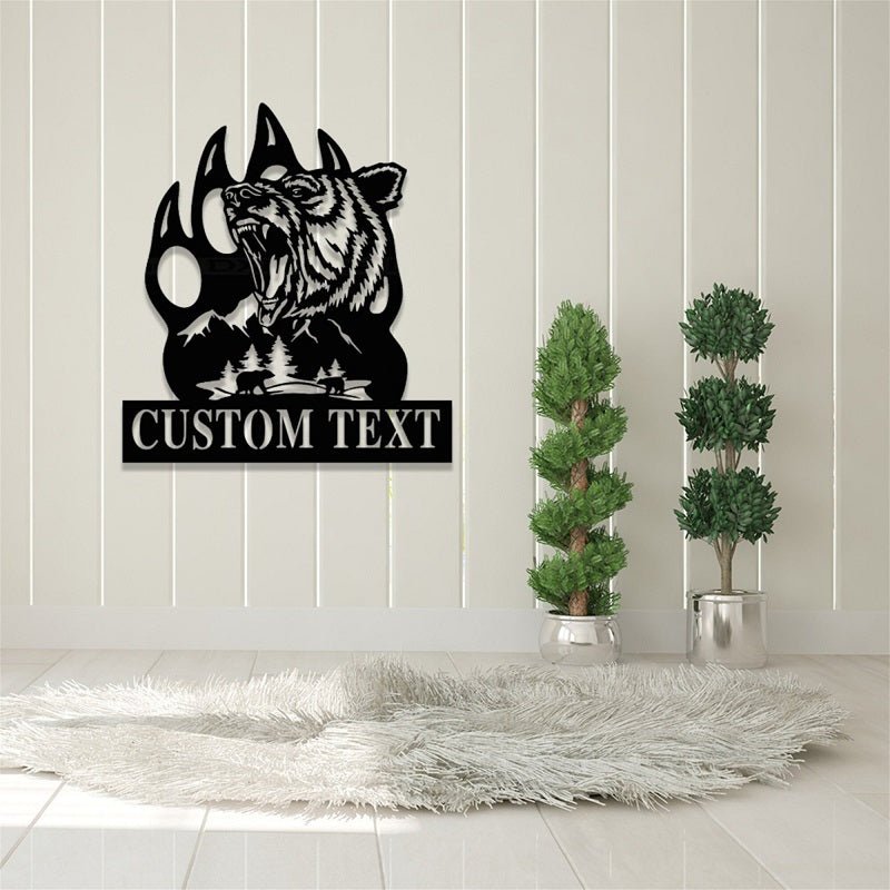 Custom Bear Metal Wall Art LED Light Personalized Wildlife Cabin Decoration Gift for Hunters 21907968 - DiyGiftly