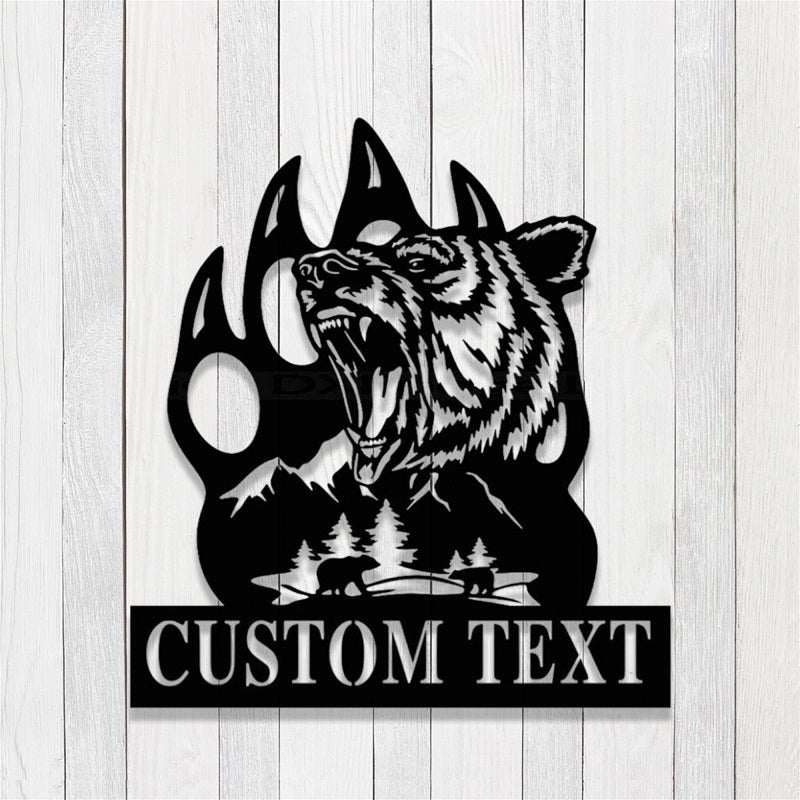 Custom Bear Metal Wall Art LED Light Personalized Wildlife Cabin Decoration Gift for Hunters 21907968 - DiyGiftly