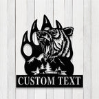Custom Bear Metal Wall Art LED Light Personalized Wildlife Cabin Decoration Gift for Hunters 21907968 - DiyGiftly