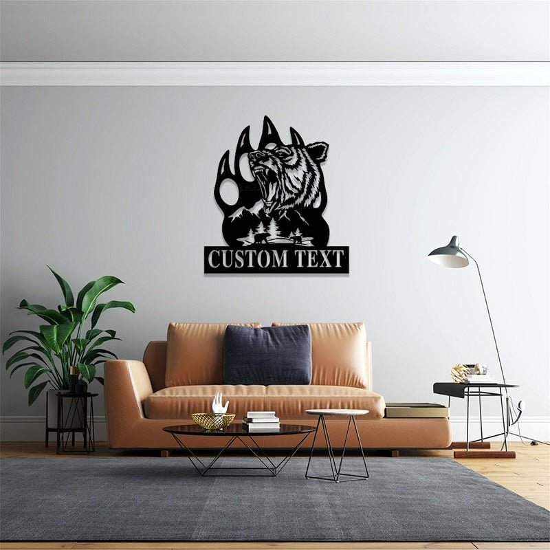 Custom Bear Metal Wall Art LED Light Personalized Wildlife Cabin Decoration Gift for Hunters 21907968 - DiyGiftly