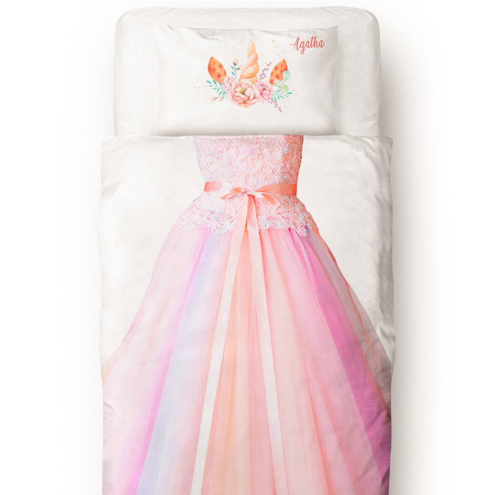 Custom Bedding Set 2 Pieces Princess Girls Duvet Cover Pillowslip with Name Cover Only (Insert Not Included) - DiyGiftly