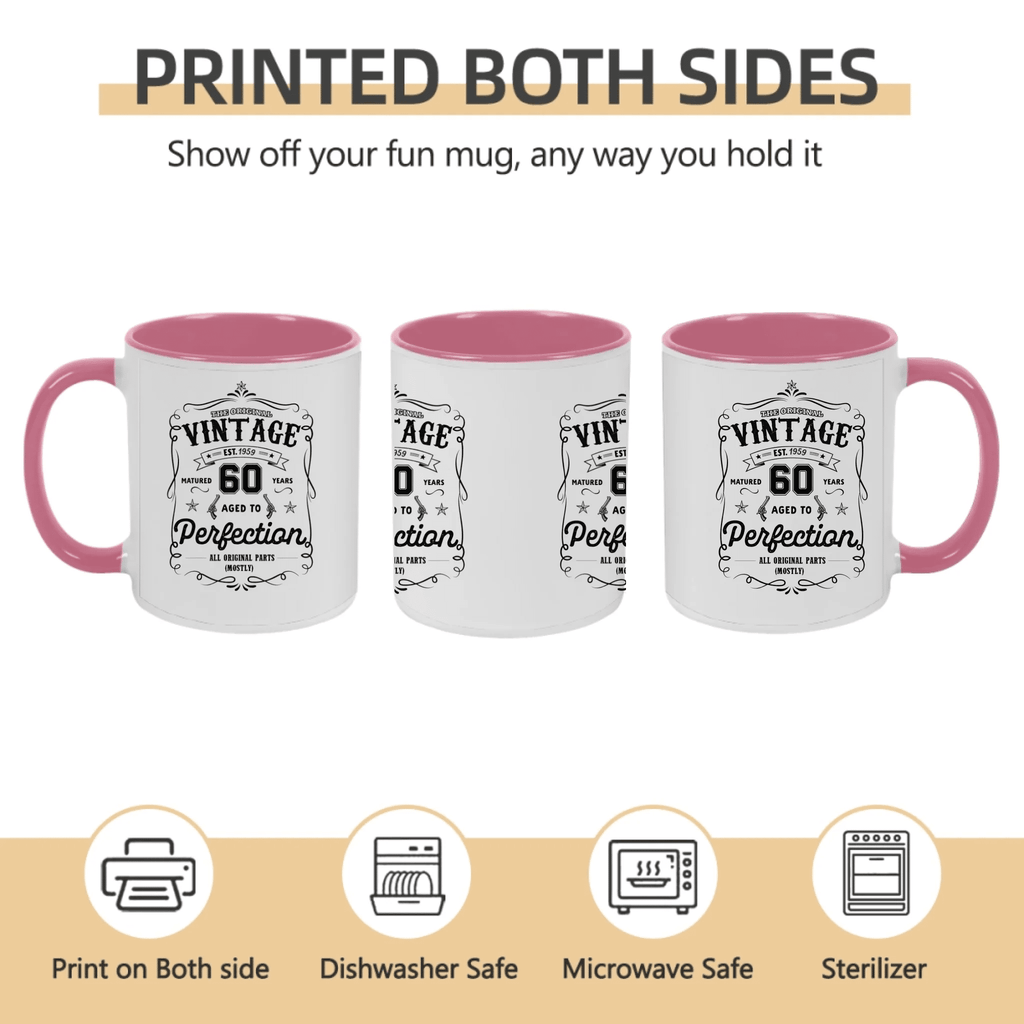 Custom Birthday White Ceramic Mug – Aged to Perfection, Vintage Birthday Gift 1112996 - DiyGiftly