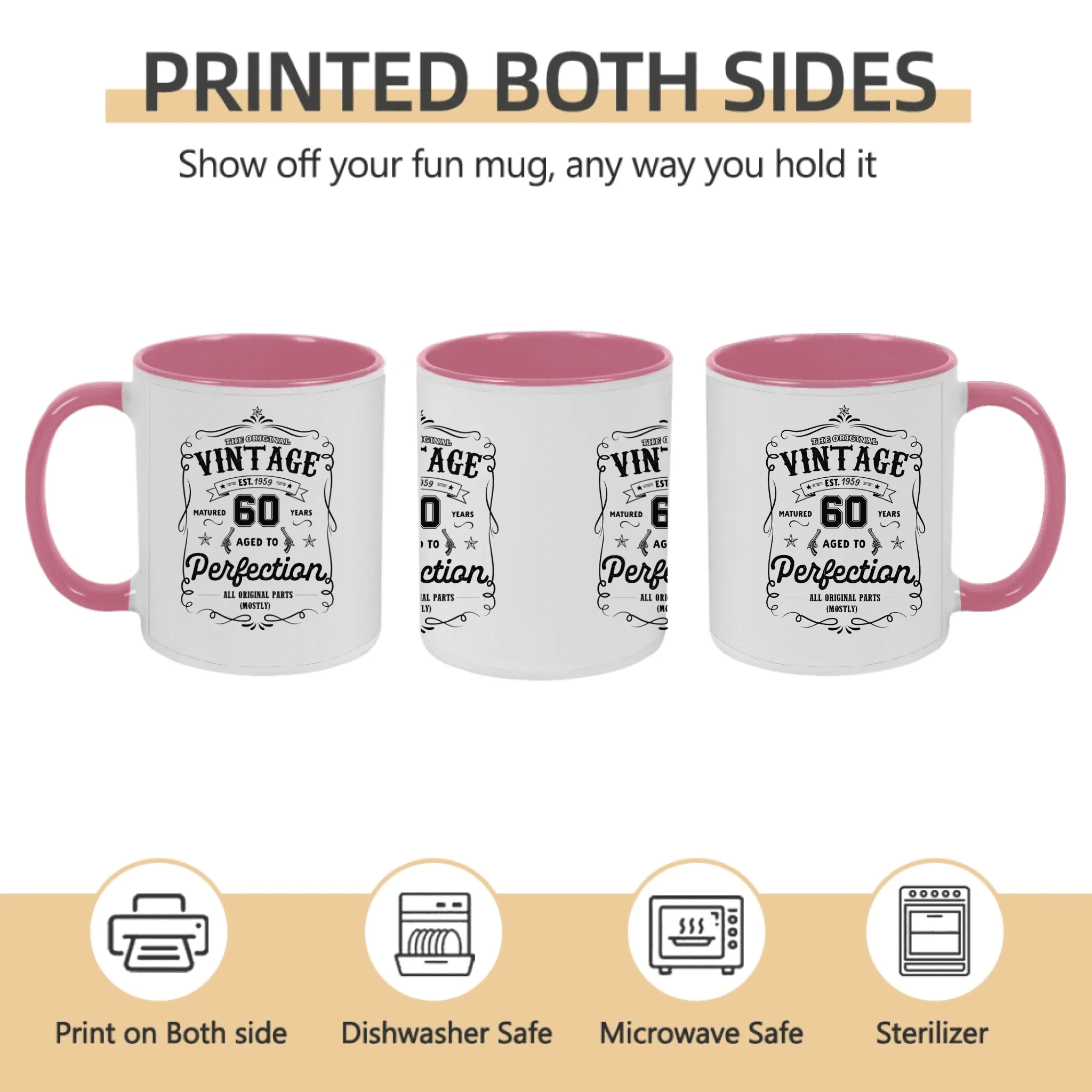 Custom Birthday White Ceramic Mug – Aged to Perfection, Vintage Birthday Gift 1112996 - DiyGiftly