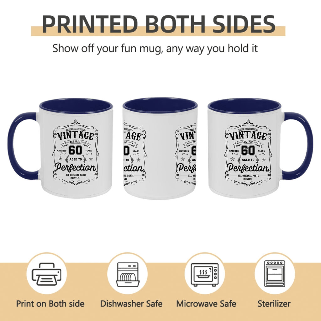 Custom Birthday White Ceramic Mug – Aged to Perfection, Vintage Birthday Gift 1112996 - DiyGiftly
