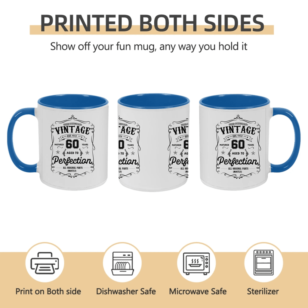 Custom Birthday White Ceramic Mug – Aged to Perfection, Vintage Birthday Gift 1112996 - DiyGiftly