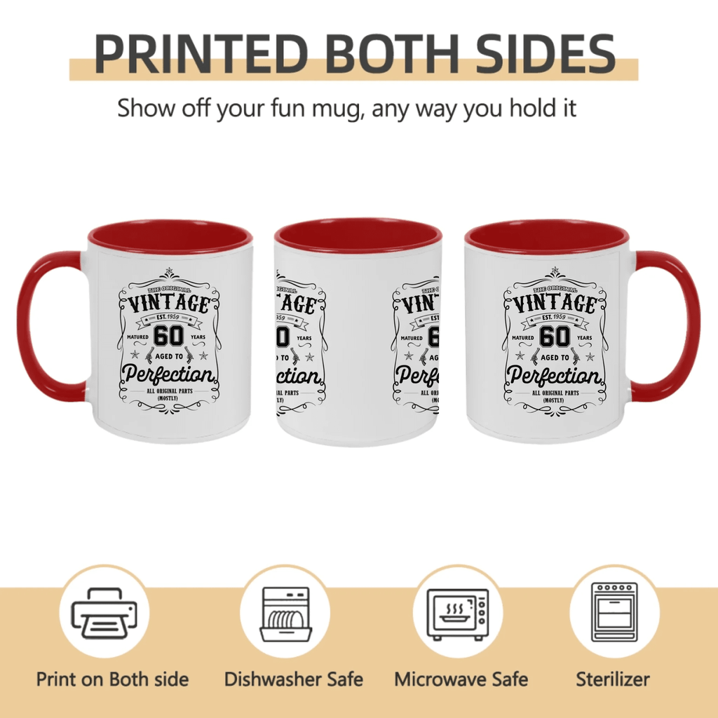 Custom Birthday White Ceramic Mug – Aged to Perfection, Vintage Birthday Gift 1112996 - DiyGiftly