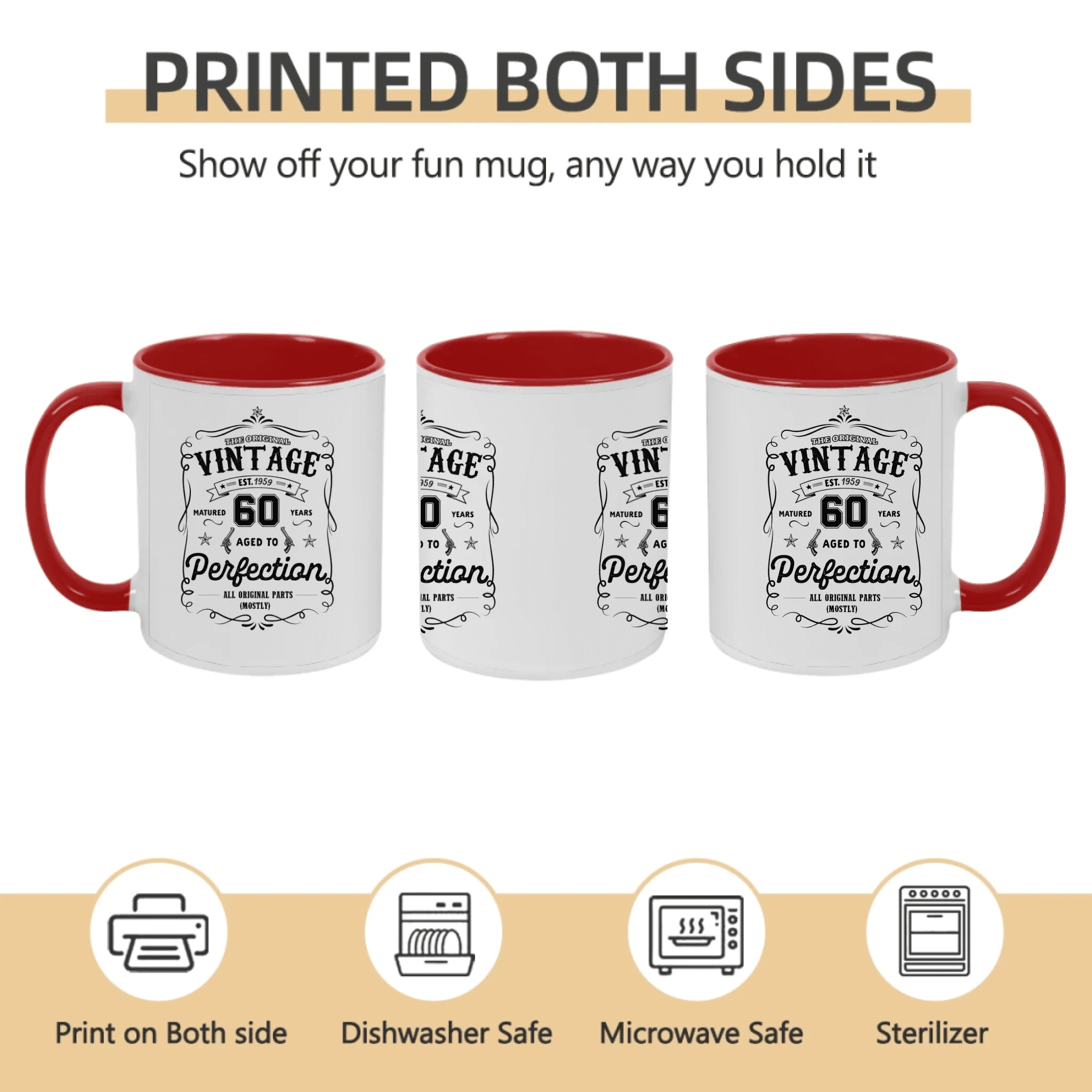 Custom Birthday White Ceramic Mug – Aged to Perfection, Vintage Birthday Gift 1112996 - DiyGiftly