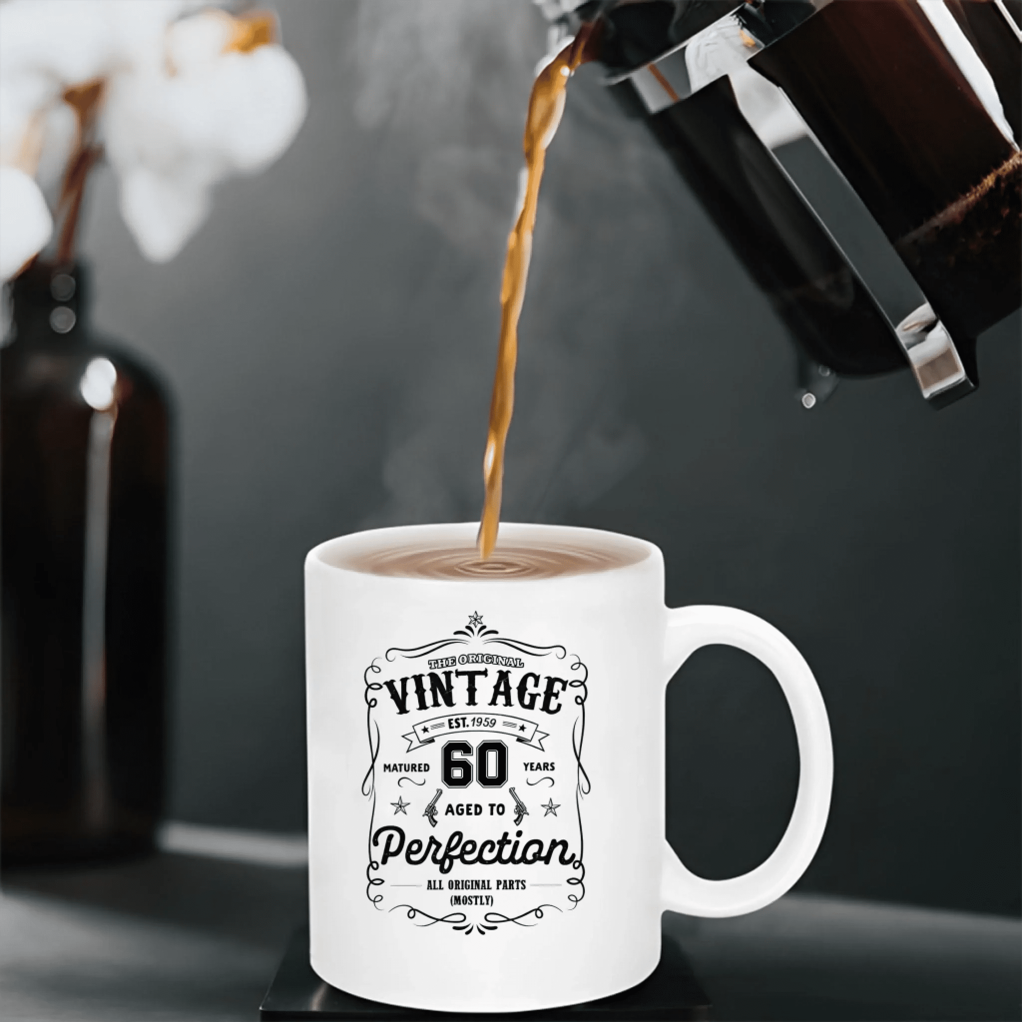 Custom Birthday White Ceramic Mug – Aged to Perfection, Vintage Birthday Gift 1112996 - DiyGiftly