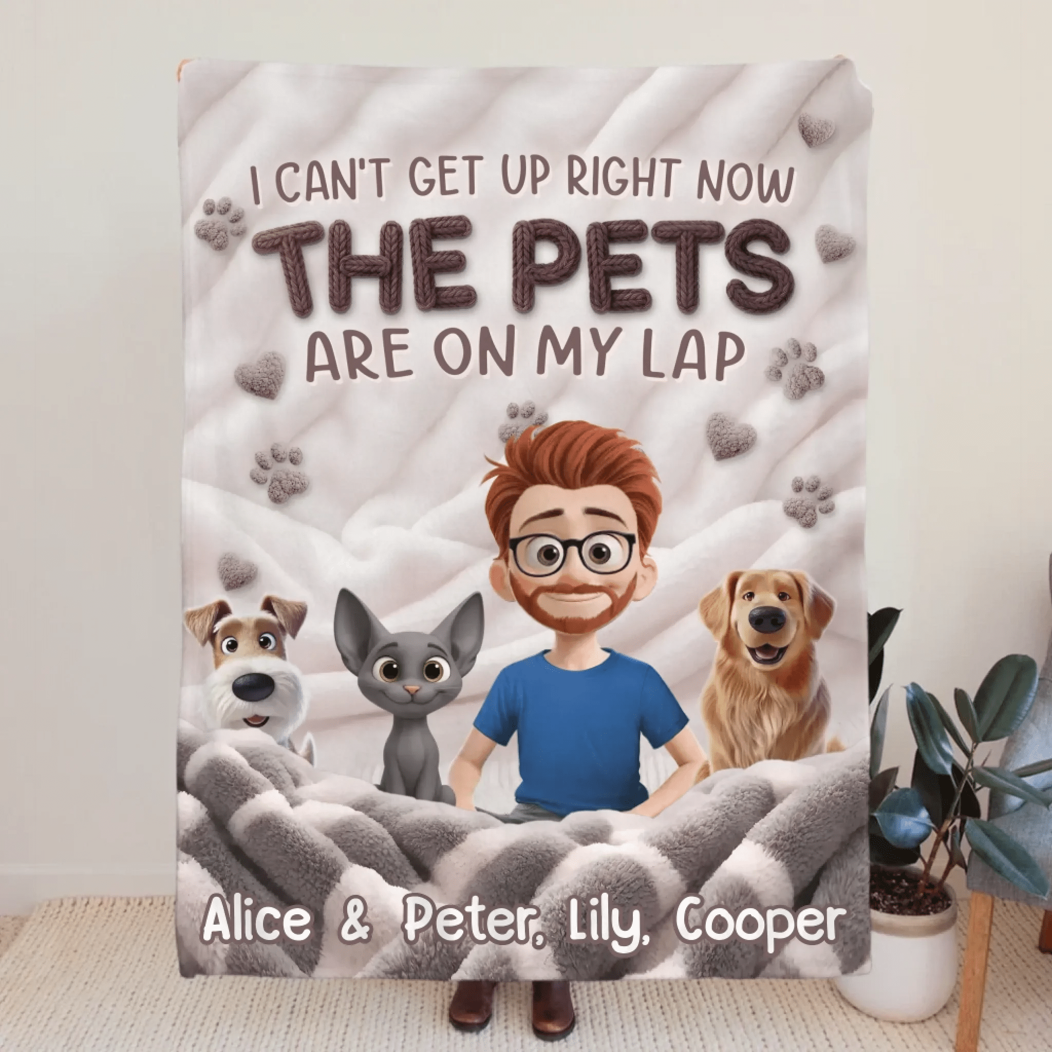 Custom Blanket - Personalized Birthday Gifts for Dog & Cat Lovers, Dog Dad and Mom, Pet Owners - Pet Privilege Activated Cozy Throw for Pets & Humans Alike, Customized with Names & Photos 1074589 - DiyGiftly