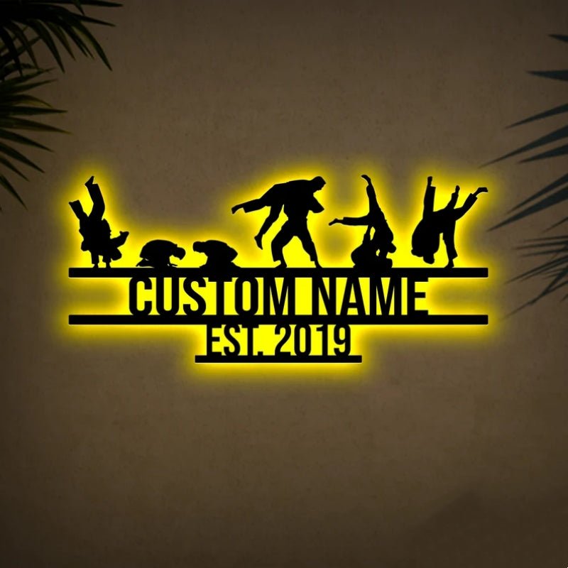 Custom Brazilian Jiu - Jitsu Metal Wall Art with LED Light – Personalized BJJ Fighter Wall Decor, Martial Arts Training Room or Home Gym Sign, Medal Display, and Unique Sports Gift for Athletes 67847936 - DiyGiftly