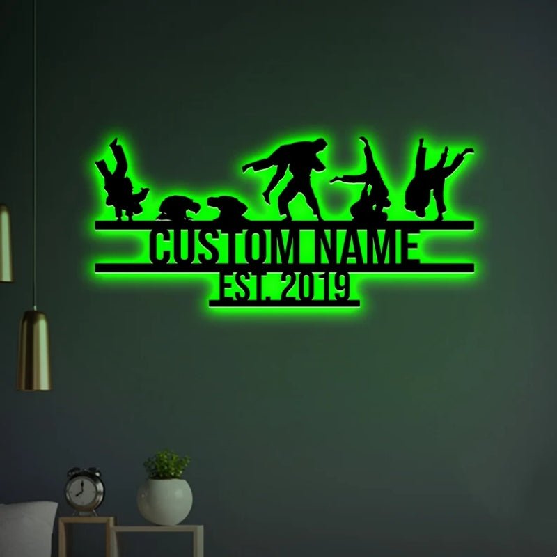 Custom Brazilian Jiu - Jitsu Metal Wall Art with LED Light – Personalized BJJ Fighter Wall Decor, Martial Arts Training Room or Home Gym Sign, Medal Display, and Unique Sports Gift for Athletes 67847936 - DiyGiftly