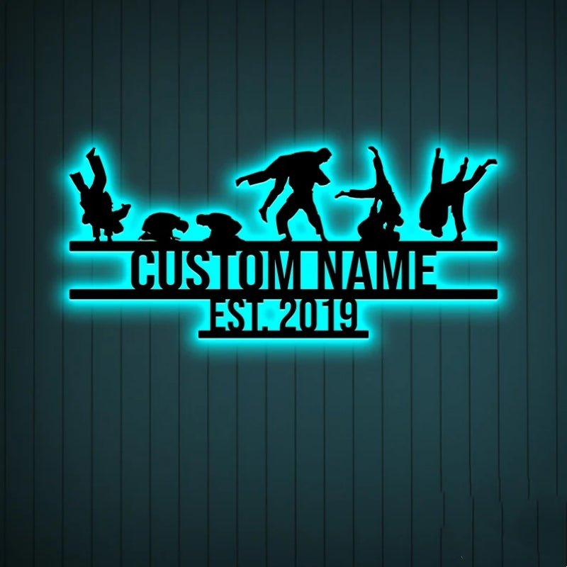 Custom Brazilian Jiu - Jitsu Metal Wall Art with LED Light – Personalized BJJ Fighter Wall Decor, Martial Arts Training Room or Home Gym Sign, Medal Display, and Unique Sports Gift for Athletes 67847936 - DiyGiftly