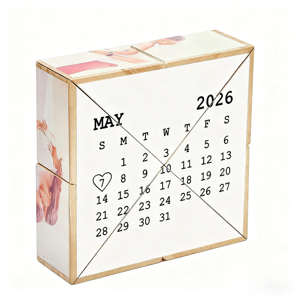 Custom Calendar Multi - Photo Wooden Cube – Celebrate Happy Moments Personalized Christmas Gift - DiyGiftly