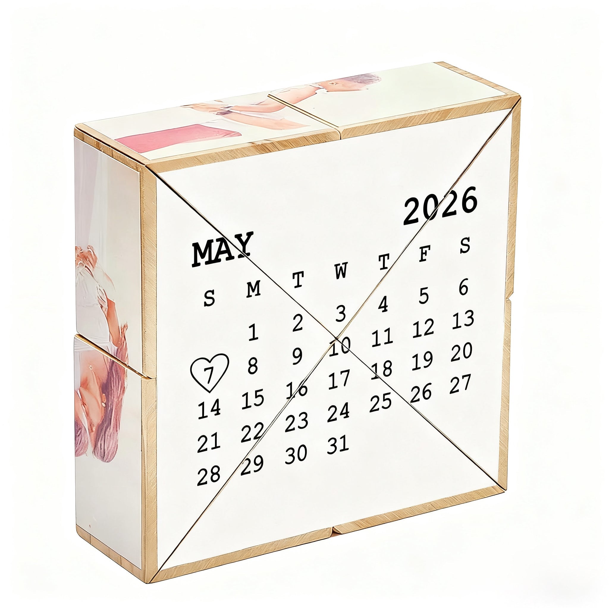 Custom Calendar Multi - Photo Wooden Cube – Celebrate Happy Moments Personalized Christmas Gift - DiyGiftly