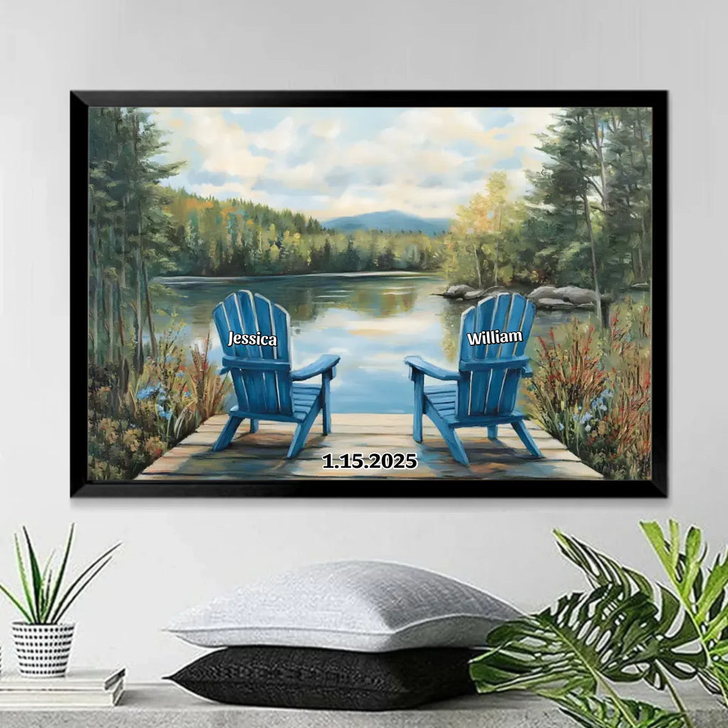 Custom Canvas Prints Tranquil Lakeside Chair Valentine’s Wall Decor 761050 - DiyGiftly