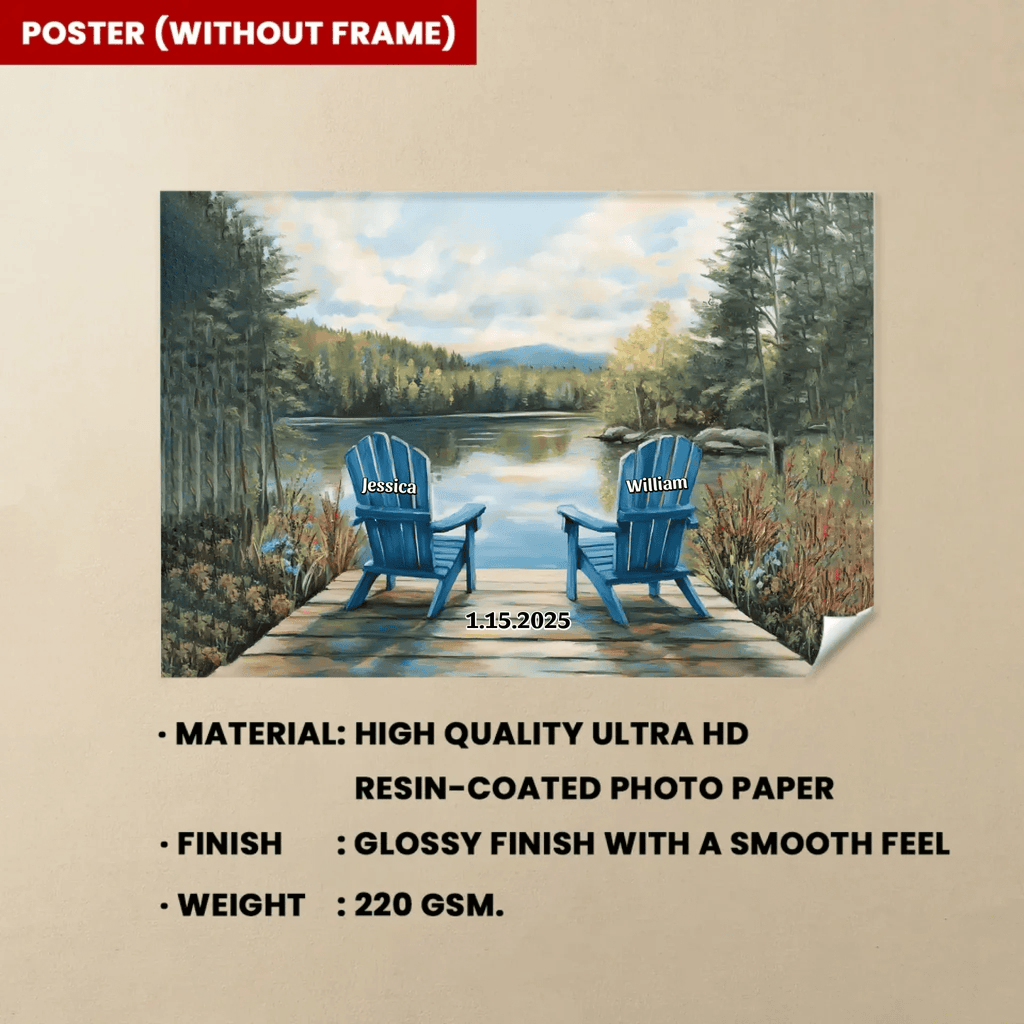 Custom Canvas Prints Tranquil Lakeside Chair Valentine’s Wall Decor 761050 - DiyGiftly