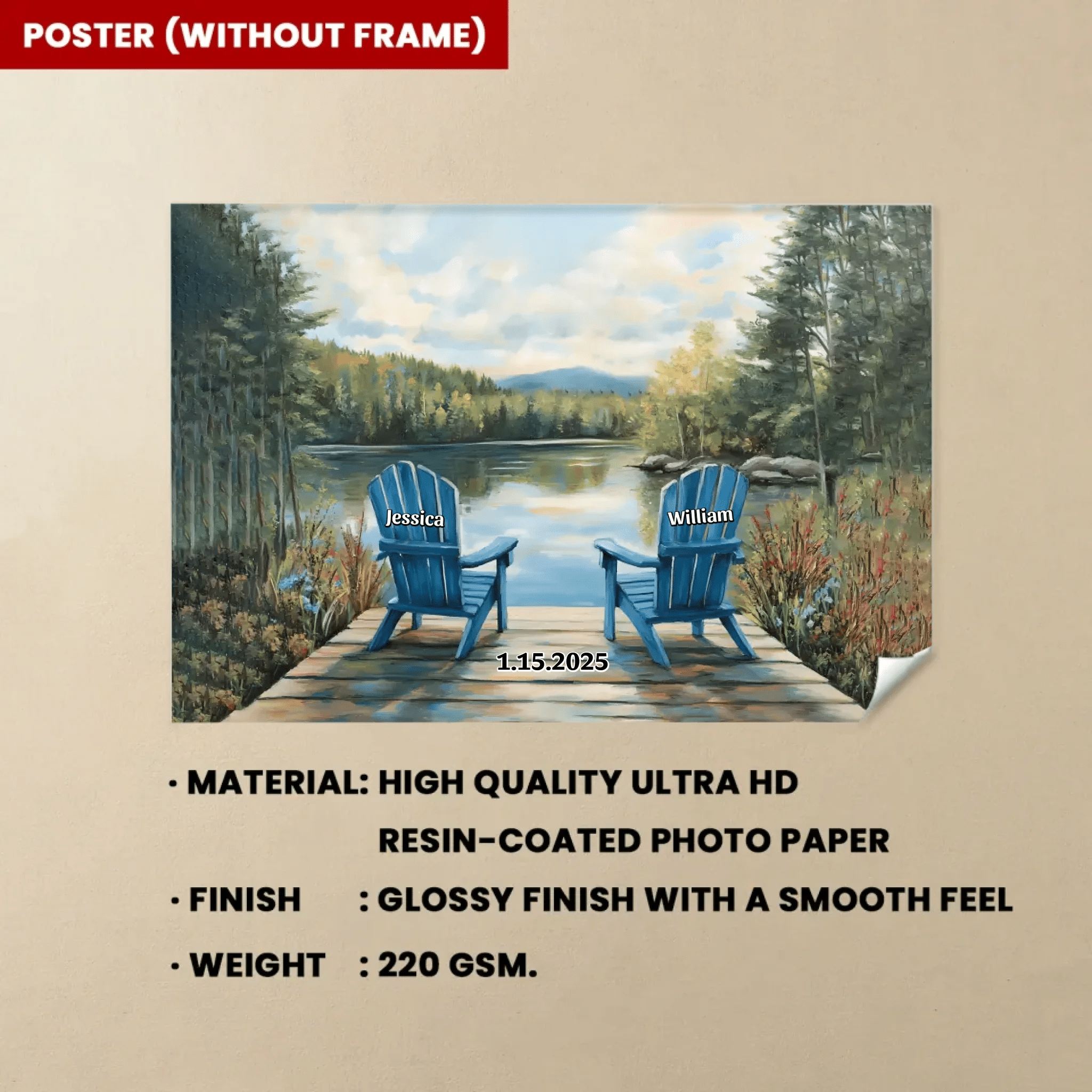 Custom Canvas Prints Tranquil Lakeside Chair Valentine’s Wall Decor 761050 - DiyGiftly