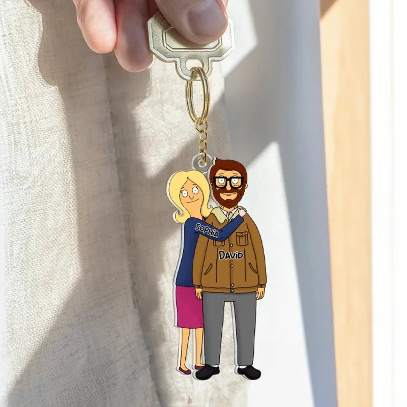 Custom Cartoon Style Keychain Personalized Keychain Gifts for Couple - DiyGiftly