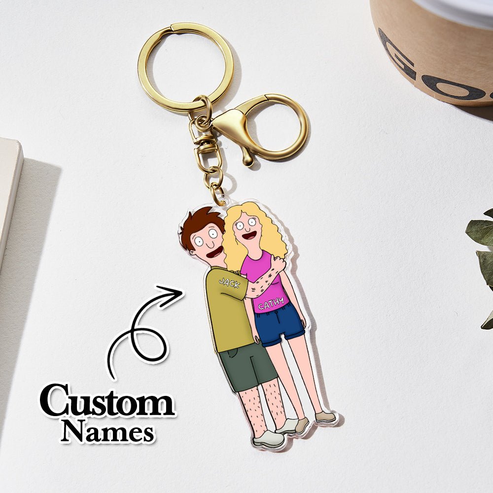 Custom Cartoon Style Keychain Personalized Keychain Gifts for Couple - DiyGiftly