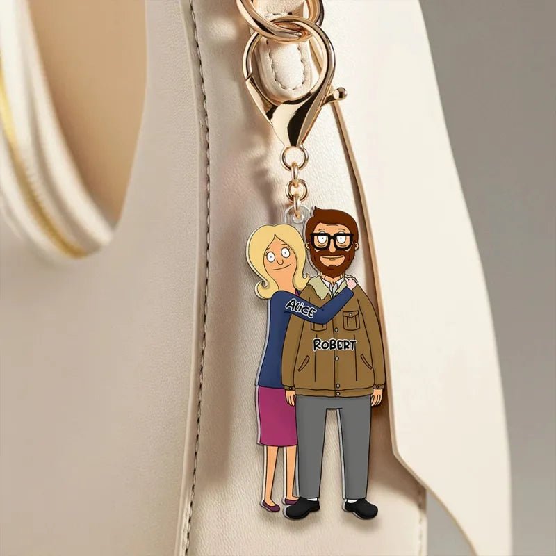 Custom Cartoon Style Keychain Personalized Keychain Gifts for Couple - DiyGiftly