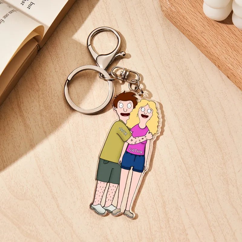 Custom Cartoon Style Keychain Personalized Keychain Gifts for Couple - DiyGiftly