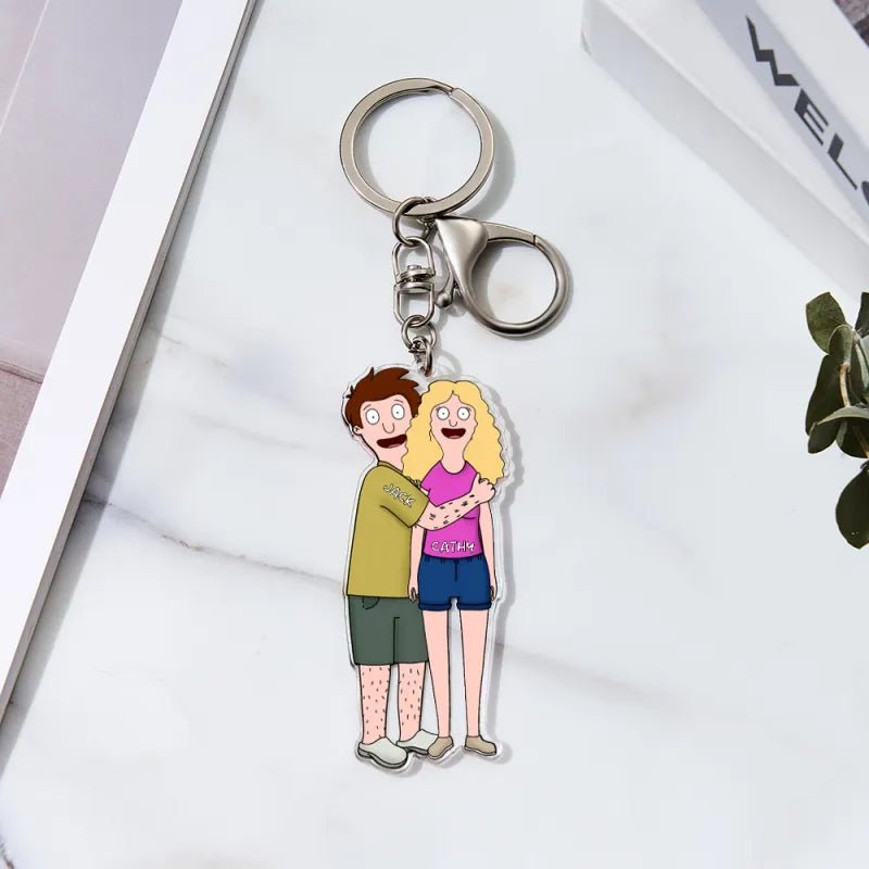 Custom Cartoon Style Keychain Personalized Keychain Gifts for Couple - DiyGiftly