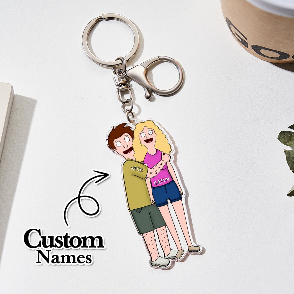 Custom Cartoon Style Keychain Personalized Keychain Gifts for Couple - DiyGiftly