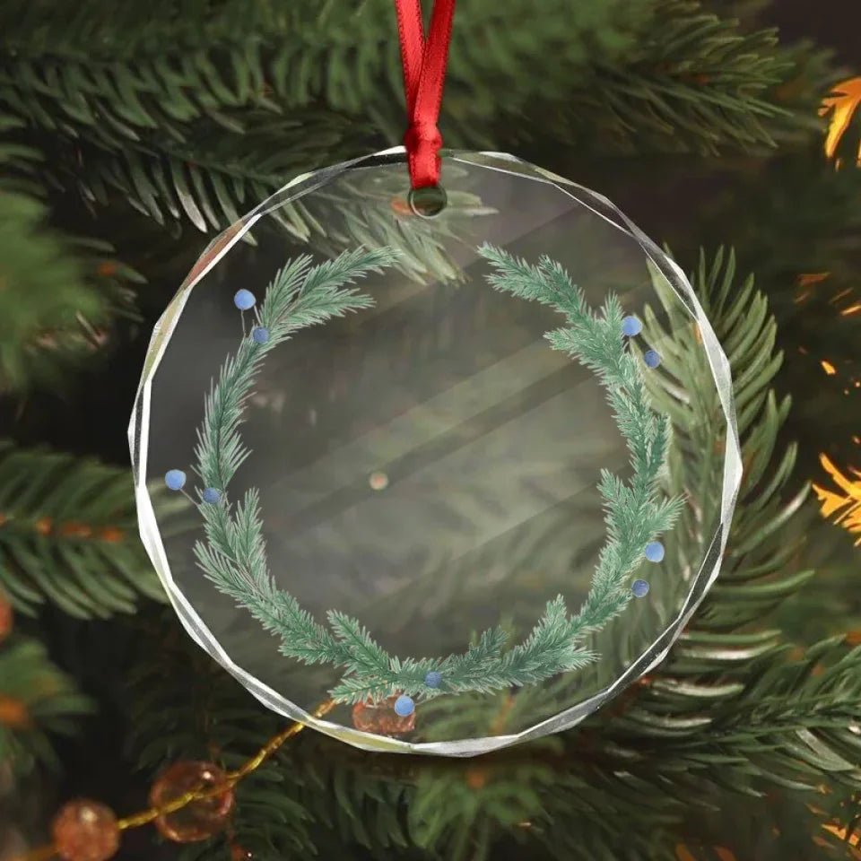 Custom Cat Christmas Photo For Cat Lovers Glass Circle Ornament 689031 - DiyGiftly