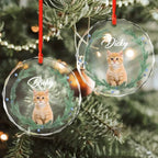 Custom Cat Christmas Photo For Cat Lovers Glass Circle Ornament 689031 - DiyGiftly