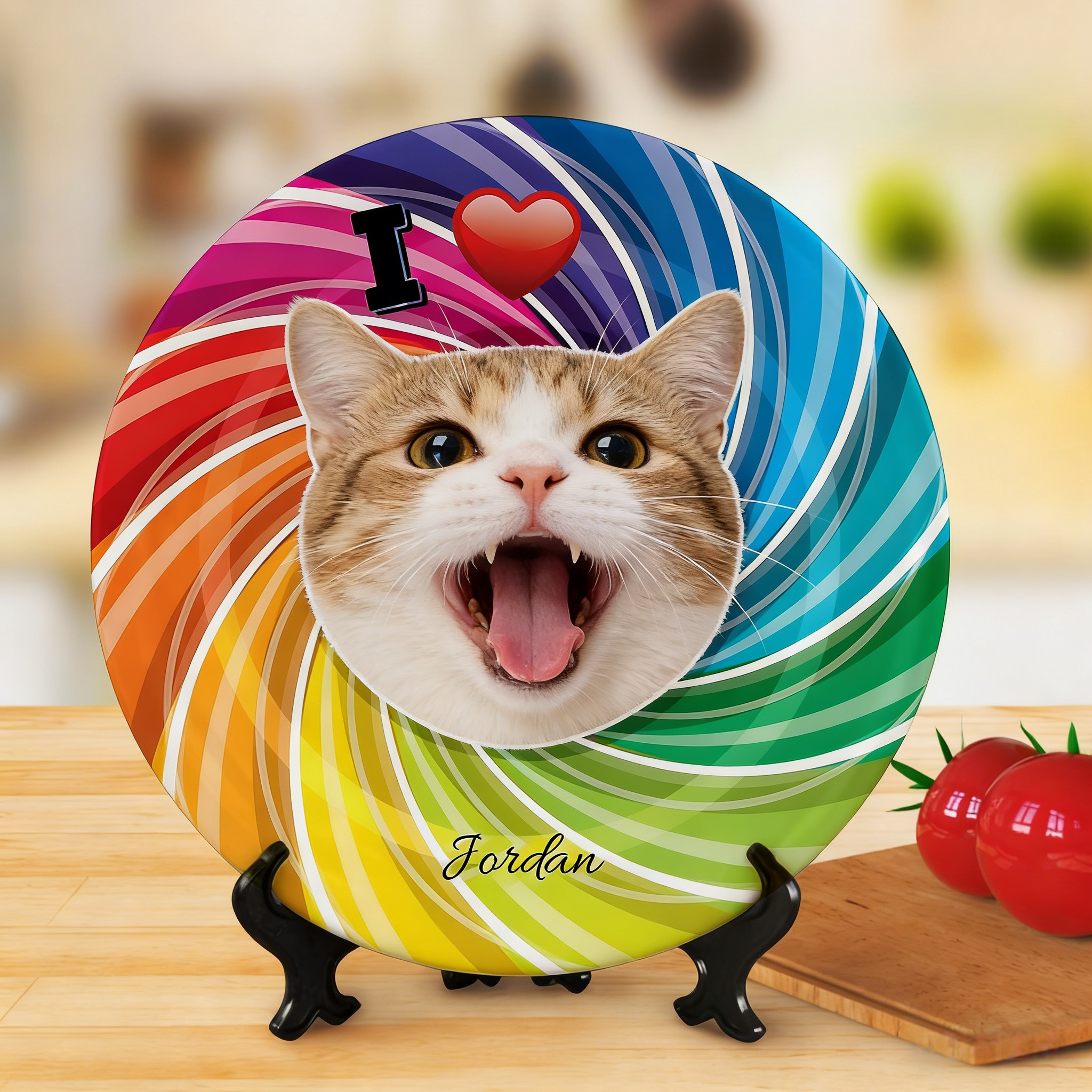 Cat Lover Charm Custom Photo Dinner Plate