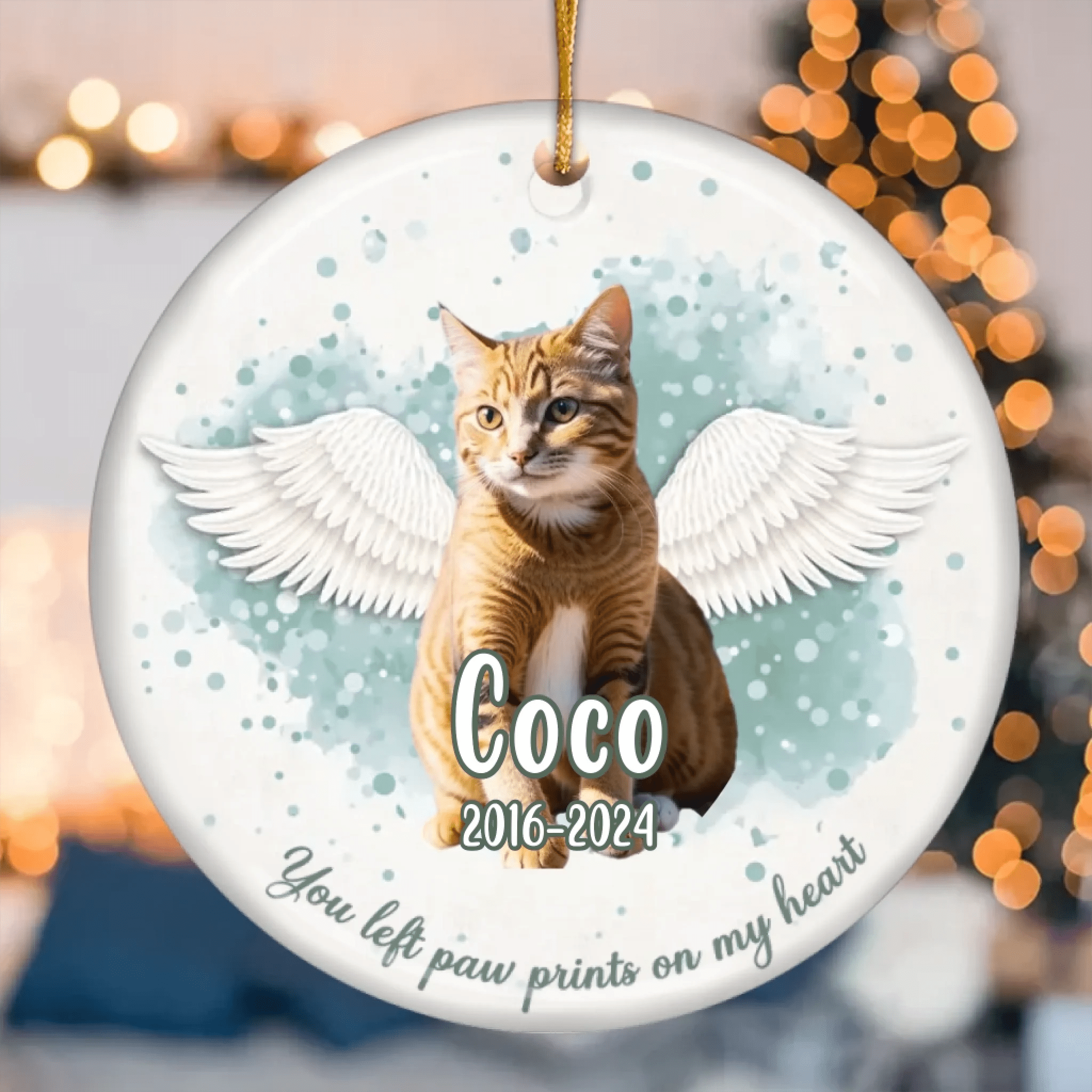 personalized cat photo ornament cat face portrait loss of gift
