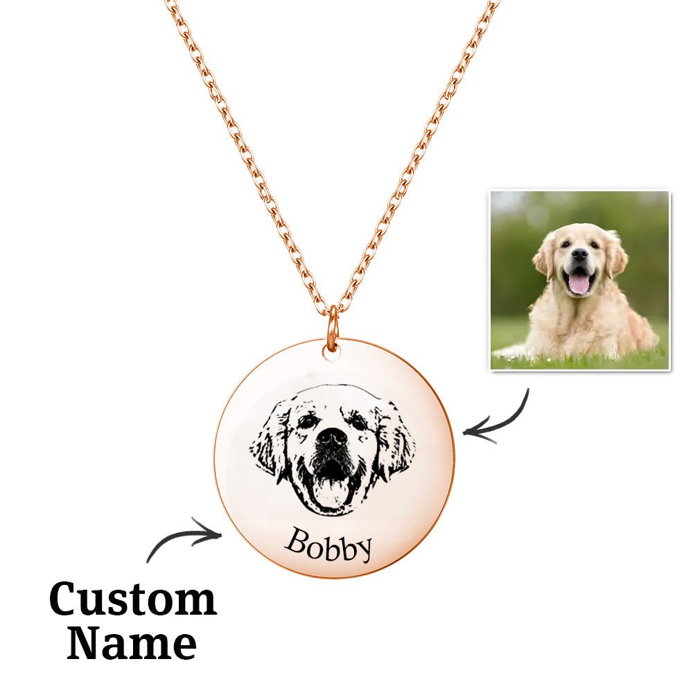 Custom Photo and Name Heart Photo Necklace Loss of Cat Gift to Wear Close Double Engraved Pendant Gold